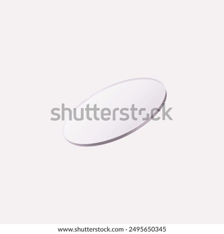 Transparent glass 3D circle icon with a subtle shadow and a sparkling effect on a light background. Vector illustration for user interfaces, applications, or web design elements.