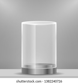 Transparent glass bell jar with base