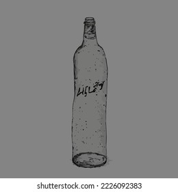 Transparent Glass Bottle Illustration Vector Cartoon Drawing