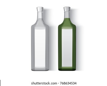 transparent glass bottle  on a white background mock up vector template
