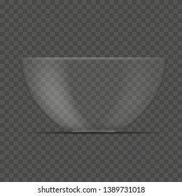 Transparent glass bowl isolated on transparent background, vector illustration