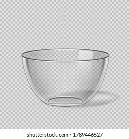 Transparent glass bowl on transparency background. Vector