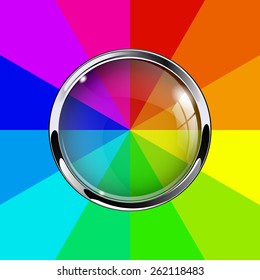 Transparent glass button. Round web icon. Vector Illustration