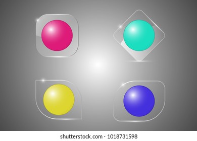 Transparent glass buttons. Vector illustration .