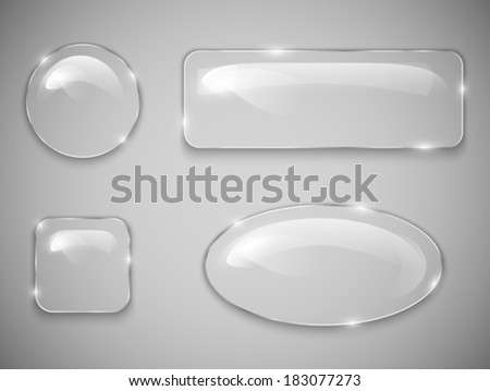 Transparent glass buttons. Vector illustration
