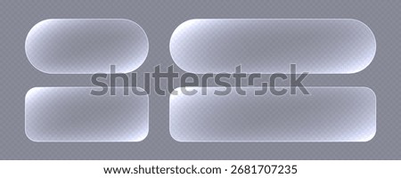 Transparent glass buttons, white clear banners. Futuristic interface templates for web design.