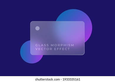 Transparent Glass Card Design. Glass Morphism Vector Effect. Glass-morphism Trend Style. Сolored  Circles On The Background