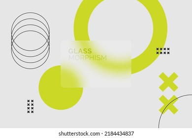 Transparent glass card design. Glass morphism vector effect. Trend style. Different shapes on the light gray background