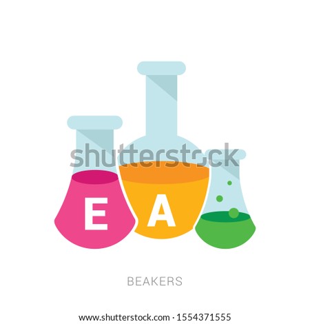 Transparent glass chemical flasks full off