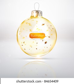 Transparent glass Christmas Ball with golden stars