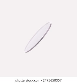 Transparent glass circle icon with a slight 3D effect and shadow on a light background. Vector illustration of a modern, minimalist design element.