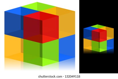 Transparent Glass Cube - (Geometry, Transparent Vector Design Element)