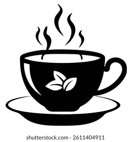 Transparent glass cup full of tea, with tea bag. Vector illustration cartoon flat icon isolated on white.
