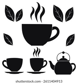 Transparent glass cup full of tea, with tea bag. Vector illustration cartoon flat icon isolated on white.