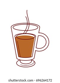 Transparent glass cup of hot coffee isolated illustration