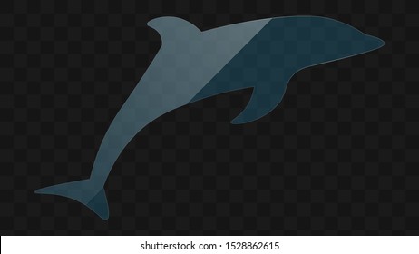 Transparent glass dolphin vector design. Dolphin shape