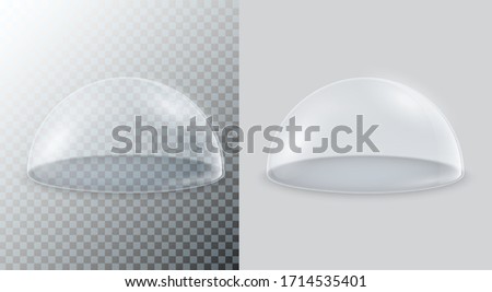 Transparent glass dome. Vector hemisphere isolated on a transparent and white background.