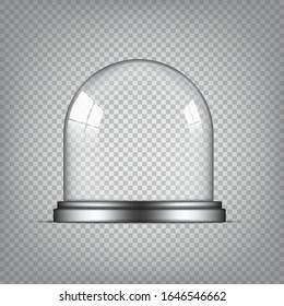 Vector de Cúpula de Cristal Transparente para Regalo Navideño o Diseño de Presentación Publicitaria. Fondo aislado de maqueta de plantilla.