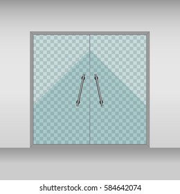 Transparent glass door, isolated, vector illustration. For shop, store, mall, transparent boutique door, office building glass door