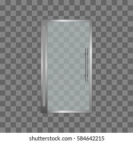 Transparent glass door, isolated, vector illustration. For shop, store, mall, transparent boutique door, office building glass door