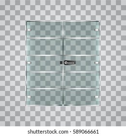 Transparent glass door, isolated, vector illustration. For shop, store, mall, transparent boutique door, office building glass door