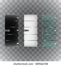 Transparent glass door, isolated, vector illustration. For shop, store, mall, transparent boutique door, office building glass door