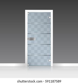 Transparent glass door, isolated, vector illustration.