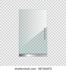 Transparent Glass Door On Simple Background, Vector Illustration