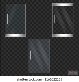 Transparent glass door set, gradient mesh. High resolution