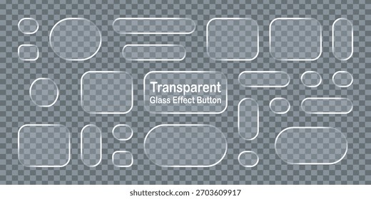 Transparent glass effect buttons collection vector graphic design elements