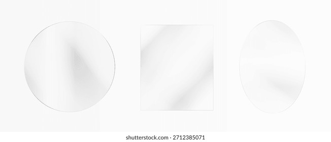 Efecto de vidrio transparente, maquetas de ventana realistas, juego de espejos, escaparate de vidrio sobre fondo transparente, Vector png. Anuncio de vidrio, superficie lisa de acrílico.
