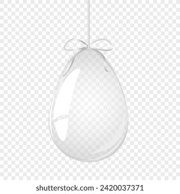Huevos transparentes de vidrio con arco de plata. Huevo de Pascua. Para postales, tarjetas, invitaciones, afiches, tipografía con carteles de plantilla. Saludos de temporada. Ilustración vectorial.