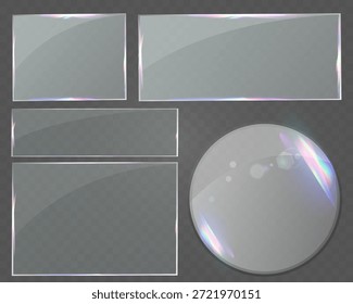 Marco de vidrio transparente con sutiles reflejos de luz que forman un borde abstracto limpio.