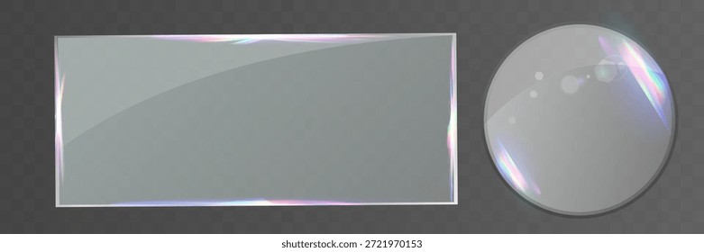 Marco de vidrio transparente con sutiles reflejos de luz que forman un borde abstracto limpio.