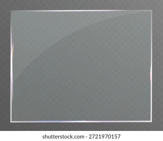 Marco de vidrio transparente con sutiles reflejos de luz que forman un borde abstracto limpio.