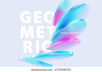 Transparent and glass geometric shape. Abstract composition of 3D circles and disks in liquid glass style. Vector design elements. - Powered by Shutterstock - Get 15% off with code: PIKWIZARD15