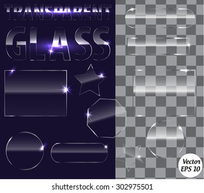 Transparent glass geometric shapes.
Vector illustration.