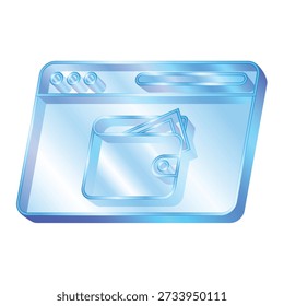 Transparent glass gradient digital wallets icon template design. The Payment Solution You Need for Future Success. 3d Vector Wallet on web page, Online payment concept. EPS file.