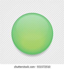  Transparent glass green button isolated on lines background