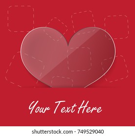 Transparent Glass Heart Banner Vector