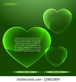 Transparent glass heart shape symbol