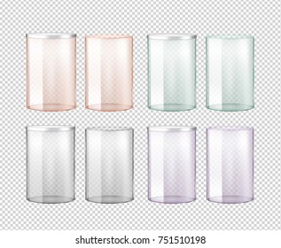 Transparent glass jar with metal lid.