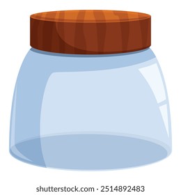 Transparent glass jar with a wooden lid, providing a clean and classic look for storage