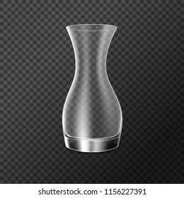 Transparent glass jug. Empty clean isolated kitchen bowl object for water.