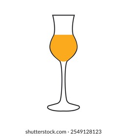 Transparent glass with limoncello liqueur isolated on a white background. Vector.
