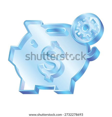 Transparent glass money saving gradient icon element for design. Save money and account banking for finance concept symbol or icon. EPS file.