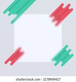 transparent glass morphism trendy vector background template with copy space. abstract square template for social media posting business. purple, pink and yellow colors