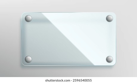 Transparent Glass Or Name Plate Mockup Template. EPS10 Vector