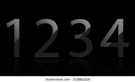 Transparent glass numbers vector design. One, two, three, four - figures vector