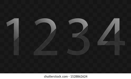 Transparent glass numbers vector design. One, two, three, four - figures vector
